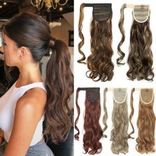 Wrap Around Pony Tail Real Natural Clip in Hair Extensions As Human Blonde Wavy