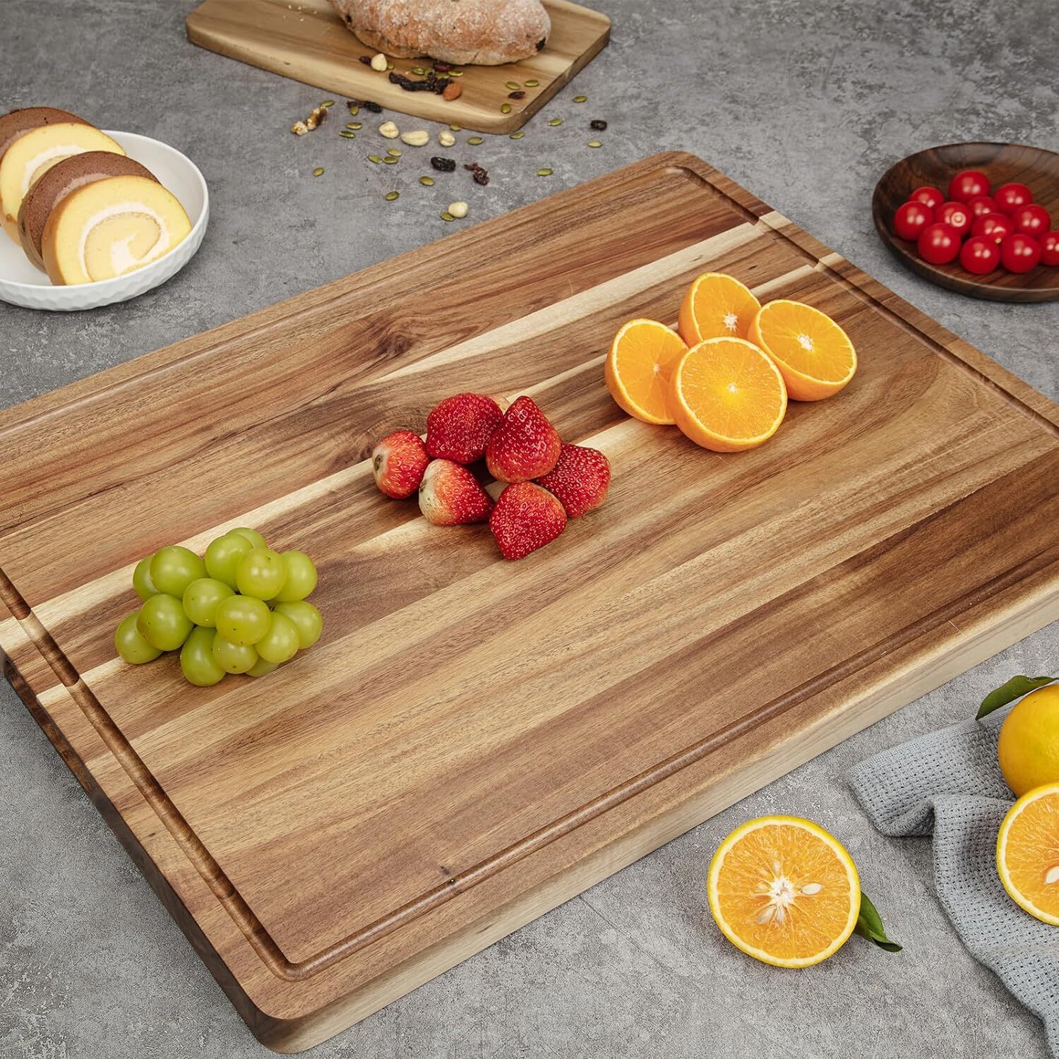 24 x 18 x1.2 in Wood Cutting Board for Kitchen with Juice Groove and