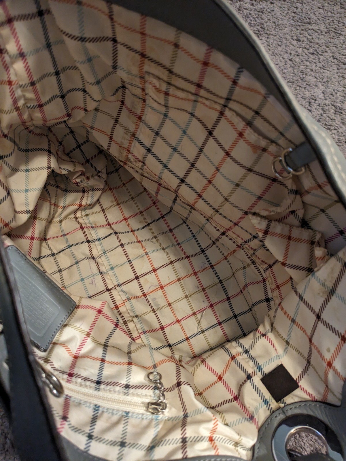 Coach Gray Leather Duffle Hobo Tote M1051-Z17197 for sale online 