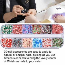 Christmas Glitter Nail Art Box Decor Charm Nail Jewelry Fake Nails