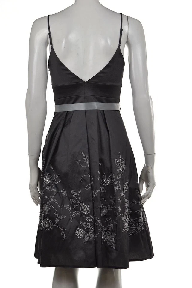 Vestido OC by Oleg Cassini Talla 2 Gris Peltre Floral Vaina Hasta la Rodilla Cóctel Foto 2 de 4