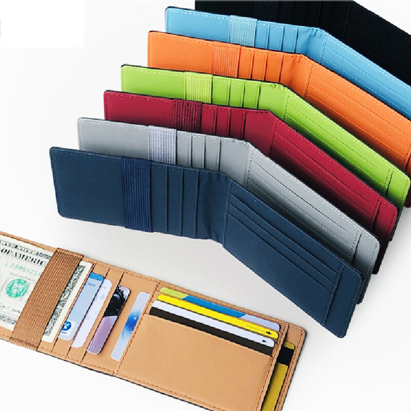Men Mini Simple Thin Genuine Leather Bifold Id Wallet Money Credit 