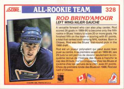 1990-91 Score Canadian Rod Brind'Amour All-Rookie Team #328 | eBay