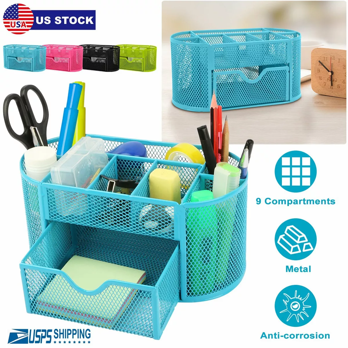 Petición Estereotipo latitud Desk Organizer Metal Mesh Office Pen Pencil Holder Storage Desktop Tray Blue | eBay Petición Estereotipo latitud Desk Organizer Metal Mesh Office Pen Pencil Holder Storage Desktop Tray Blue | eBay