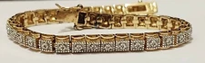  Gold over sterling silver Diamond Tennis Bracelet in Sterling Silver, 7"  ((5))