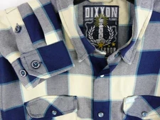 DIXXON Flannel Co Bar Harbor Blue & Cream Plaid Pearl Snap Men’s size L  EUC