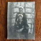WWII US Navy Sailor uniform buddies handsome men hug affection photo booth gay