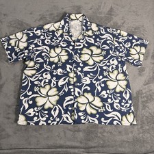 Vintage Matt Rider Hawaiian Laguna Shirt Mens L USA Made Blue Floral Aloha Camp
