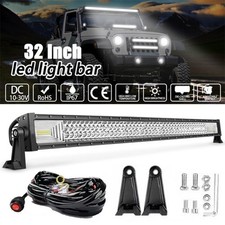 32inch Led Light Bar Tri Row Spot Flood Combo Truck Offroad 4wd Atv Suv Light Us