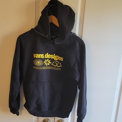 Vans Men Hoodie X Small Black Vans Designs Embroidered Drawstring Long Sleeve