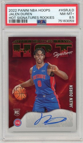 2022 PANINI NBA HOOPS RC JALEN DUREN AUTO HOT SIGNATURES ROOKIES PISTONS PSA 8.5