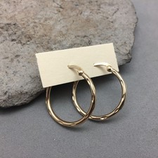 Classic Vermeil Gold over Sterling Silver Hinged Hoop Earrings 1" Texture TN