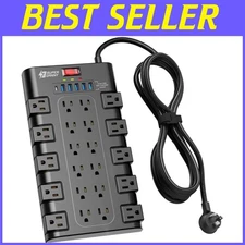 Smart USB Charging Power Strip Surge Protector, 2100 Joules