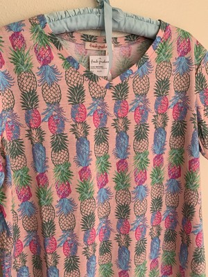 NEW XL Fresh Produce Pineapple Crush V-Neck T-shirt Pink Hawaiian Beach Tropical