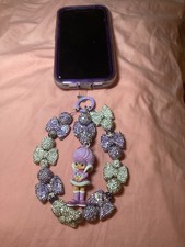 Rainbow Brite  s Shy Violet 1980s Crystal Beaded Phone Wrist Strap HANDMADE