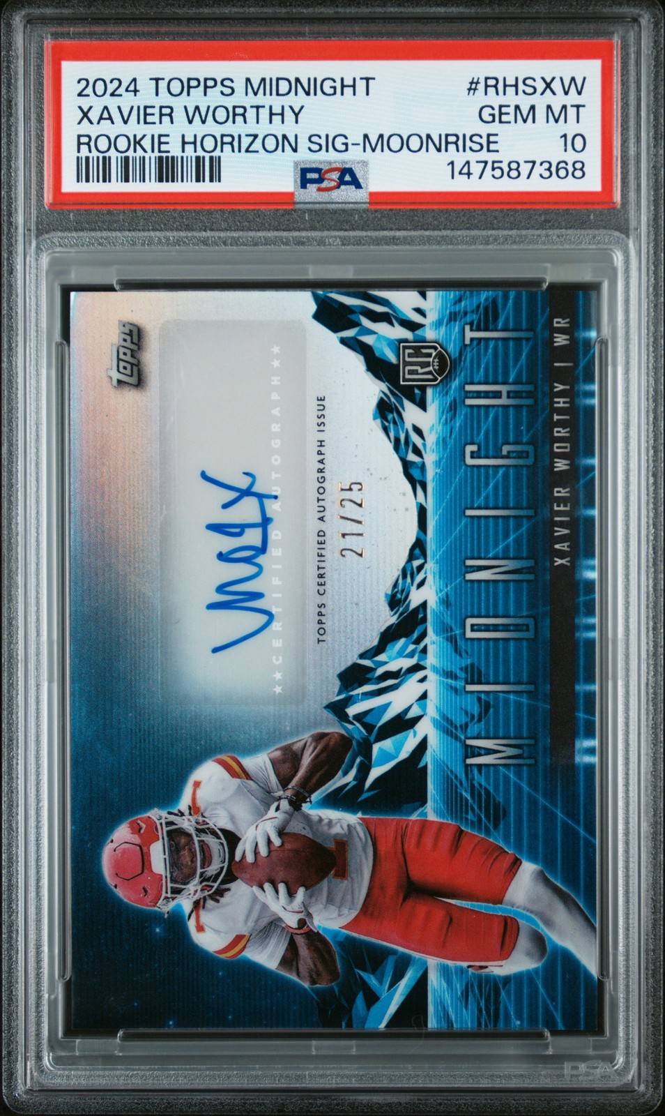 Xavier Worthy Topps Midnight Rookie Horizon Signatures #RHSXW Midnight