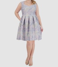 Vince Camuto Women's Purple Metallic Jacquard Fit & Flare Dress Plus Size 24W