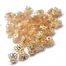 50pcs Metal Crown Shape Bead Caps Jewellery Findings 8x6mm Gold