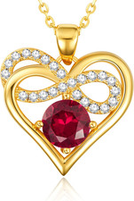 New Birthstone Infinity Heart Pendant Necklace S925 Silver Gift Fast Shipping