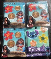 Disney Pixel Bead Art Lot Of 4 Activity Kits - Moana  Stitch - Ships Free 