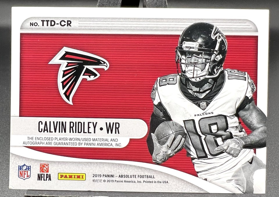 2019 Calvin Ridley Auto /25 Player-Worn Glove Patch Panini Absolute TTD ...