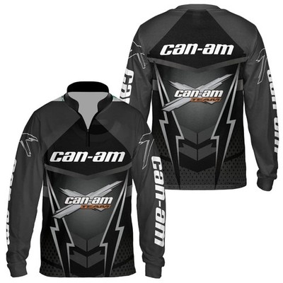Custom Name - Men's Can-am Team Black Polyester Long Slleeve Zip - All Size