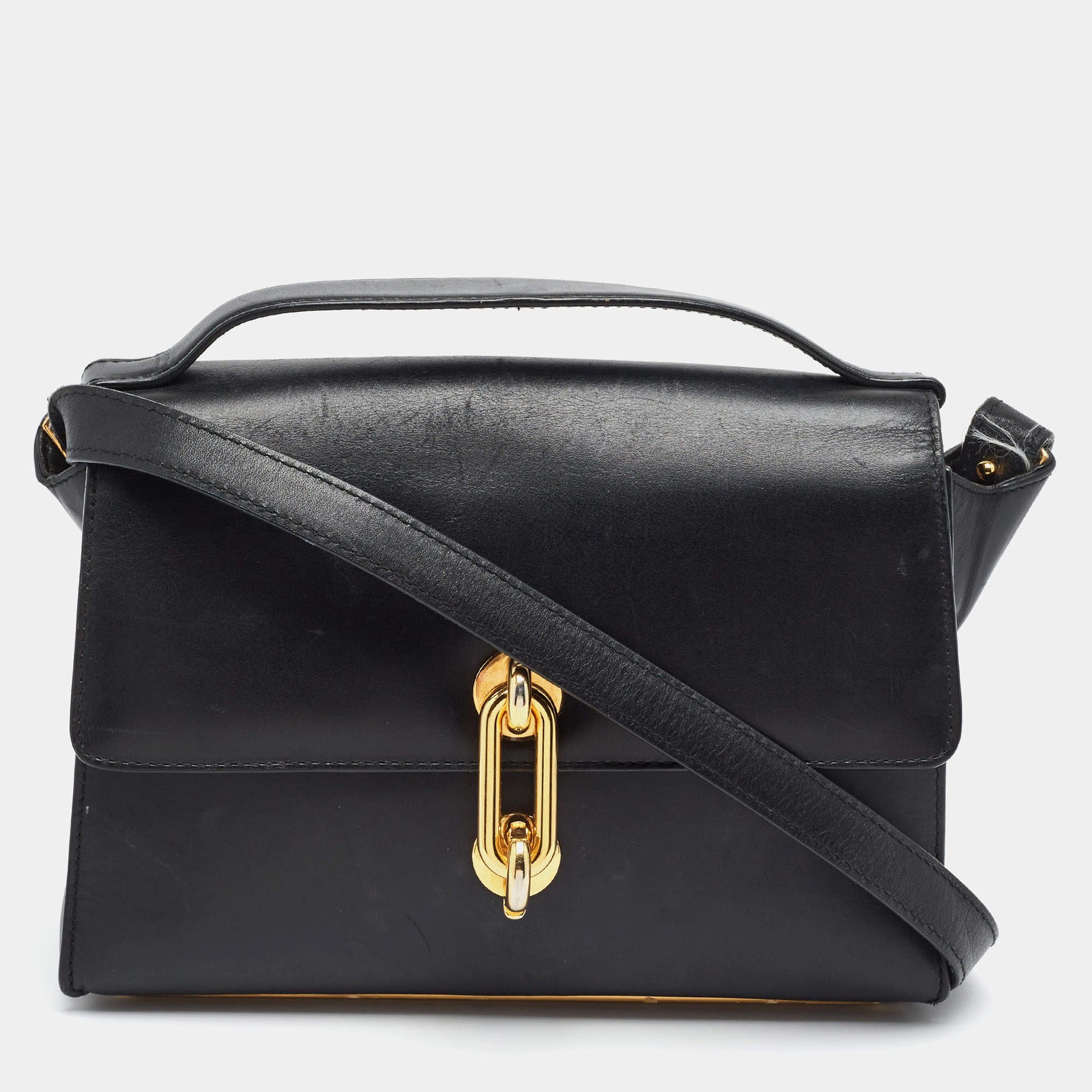 Balenciaga Maillon Flap Black Leather Shoulder Bag