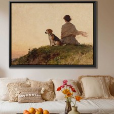 Beagle Oil Painting Rustic Dog Artwork Canvas Print Living Room Decor Wall Art