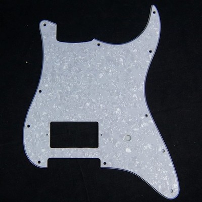 Custom Strat 1-pickup Layout Style Guitar Pickguard, 4ply White Pearloid