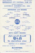 Birmingham City Reserves v Notts County (Combination) 1964/1965