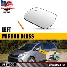 Left Driver Side Heated Mirror Glass For 2011-2019 Toyota Sienna w/Backing Plate