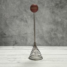 Vintage Spiral Egg Beater Wire Wisk USA 1940s Wood Knob Farmhouse Country Decor