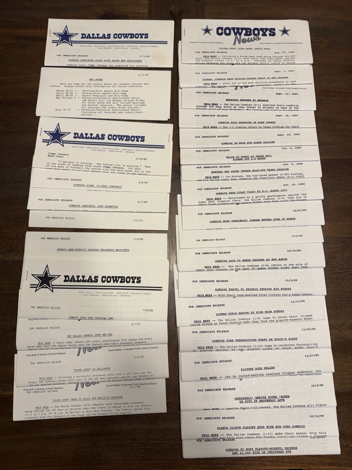 Dallas Cowboys 1989 Cowboys News Letter, Rare Complete Year Of Letters. Mint!