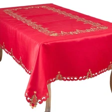 Pandoro Collection Holiday Embroidered Christmas Tree Cutwork Border 67 x 140...