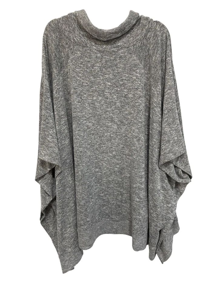 Coldwater Creek Poncho Suéter Talla Grande 1X/2X Capucha Cuello Pullover Gris Acogedor Tejido Foto 2 de 4