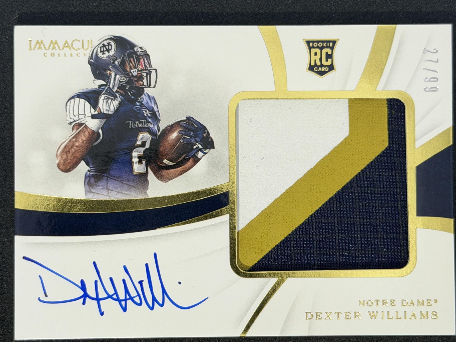 Dexter Williams Panini Immaculate Collection Collegiate #148 Patch-Autograph