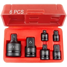6 Piece impact Socket Adapter and Reducer Set, 1/4", 3/8", 1/2", 3/4" Chrome ...