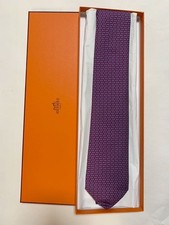 Hermes Silk Purple Tie New Unused Gift Elegant Men's Fashion Necktie