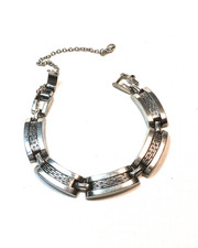 Bracciale a maglie argentate, motivo mattoni, catena di sicurezza, 7,5 pollici, misura contorno