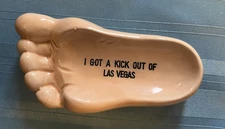 Vintage Japan Ceramic Foot Ashtray – “I Got a Kick Out of LAS VEGAS” Souvenir