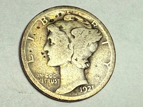1921 MERCURY silver U.S. dime. VG/Good. #q3