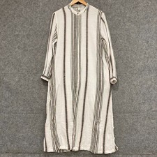 Tigerlily Dress Womens Size 8 White Striped Long Sleeve Pockets Button Front