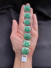36g Rare Rasmussen Sterling Silver Green Enamel Dots Bracelet Norway Norwegian 