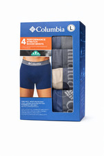 Columbia Men's Multi Color Performance Stretch Boxer Briefs 4 Pack, Large