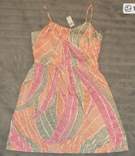 NEW GAP Tan Gray Pink and Orange Patterned Mini Dress Size 10 MSRP $59.99