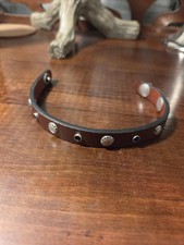 Clocks and Colours Studded Leather Cuff Bracelet Compass Star Mens