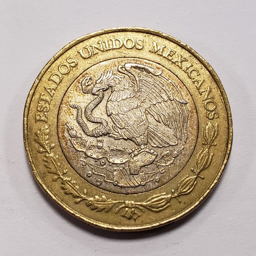 1993 Mexico 20 New Pesos Bimetallic Coin 1/4 oz Silver Center - KM561 - Q1655 - Picture 2 of 4