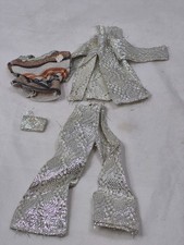 Vintage 4pc Outfit Silver Suit w/Purse Frayed Maddie Mod Barbie Clone c1960s