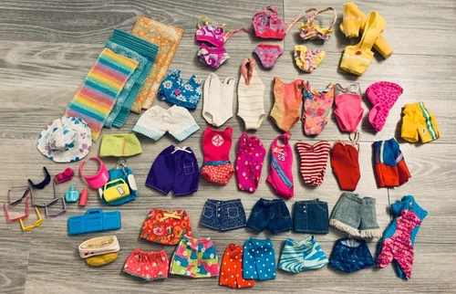 VTG Barbie Large Beach Lot Swimsuit Bikini Shorts 80s 90s 00s Accessories