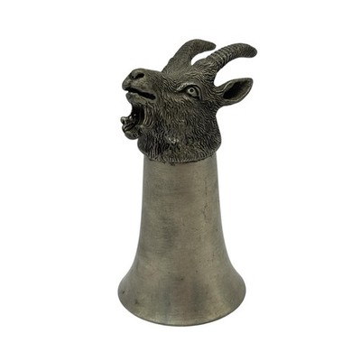 Vintage Goat Ram Ibex Stirrup Cup Toasting Cup Gray Metal 3.25'' Tall